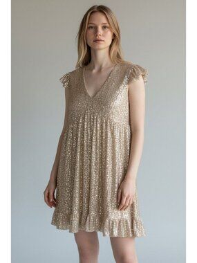 M By MNK Sequin Baby Doll Dress V Neck Women's Size XL - New With Tag